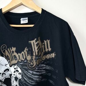 Vintage Boot Hill Saloon T-Shirt Large L Black Biker Bar Graphic Daytona Beach